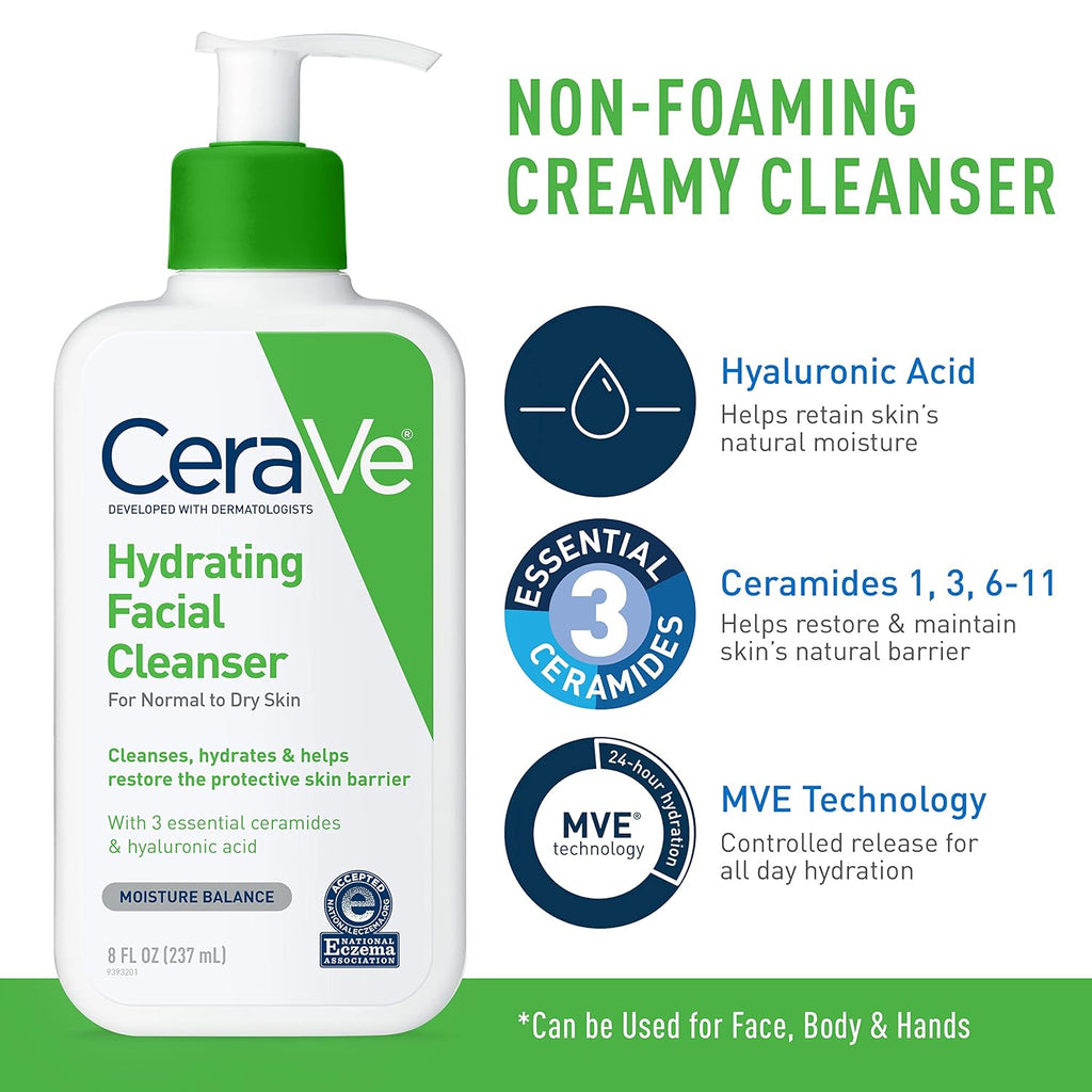 CeraVe Skin Care Set. Moisturizing Cream & Hydrating Facial Cleanser | 8oz Cream & 8oz Facial Cleanser. Ceramides + Hyaluronic Acid Moisturizer & Face Wash. National Eczema Association Accepted