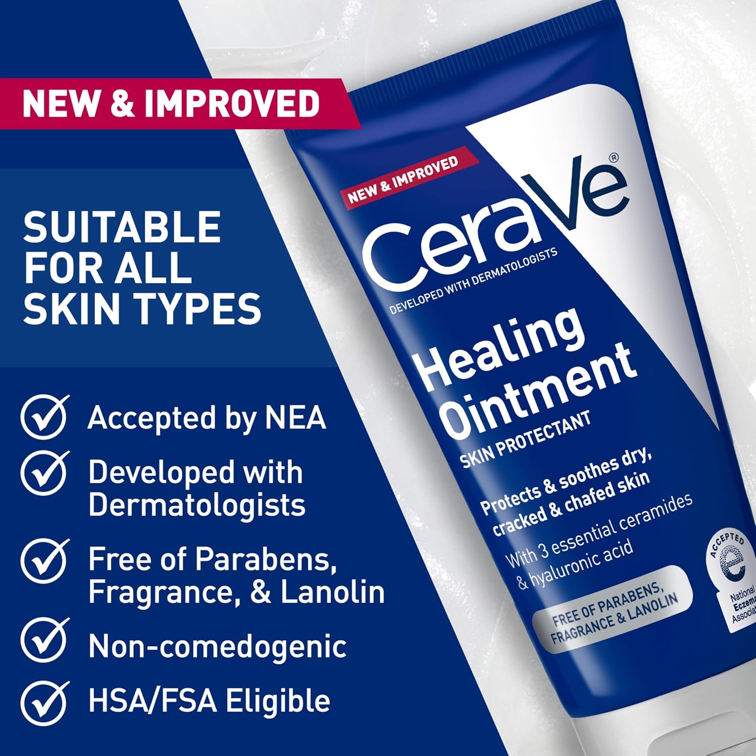CeraVe Healing Ointment. Hyaluronic Acid Skin Protectant for Dry Skin. 3oz | Barrier Cream. Skin Care for Face & Body. Skin Barrier Repair with Ceramides & Petrolatum. Fragrance Free. Lanolin Free