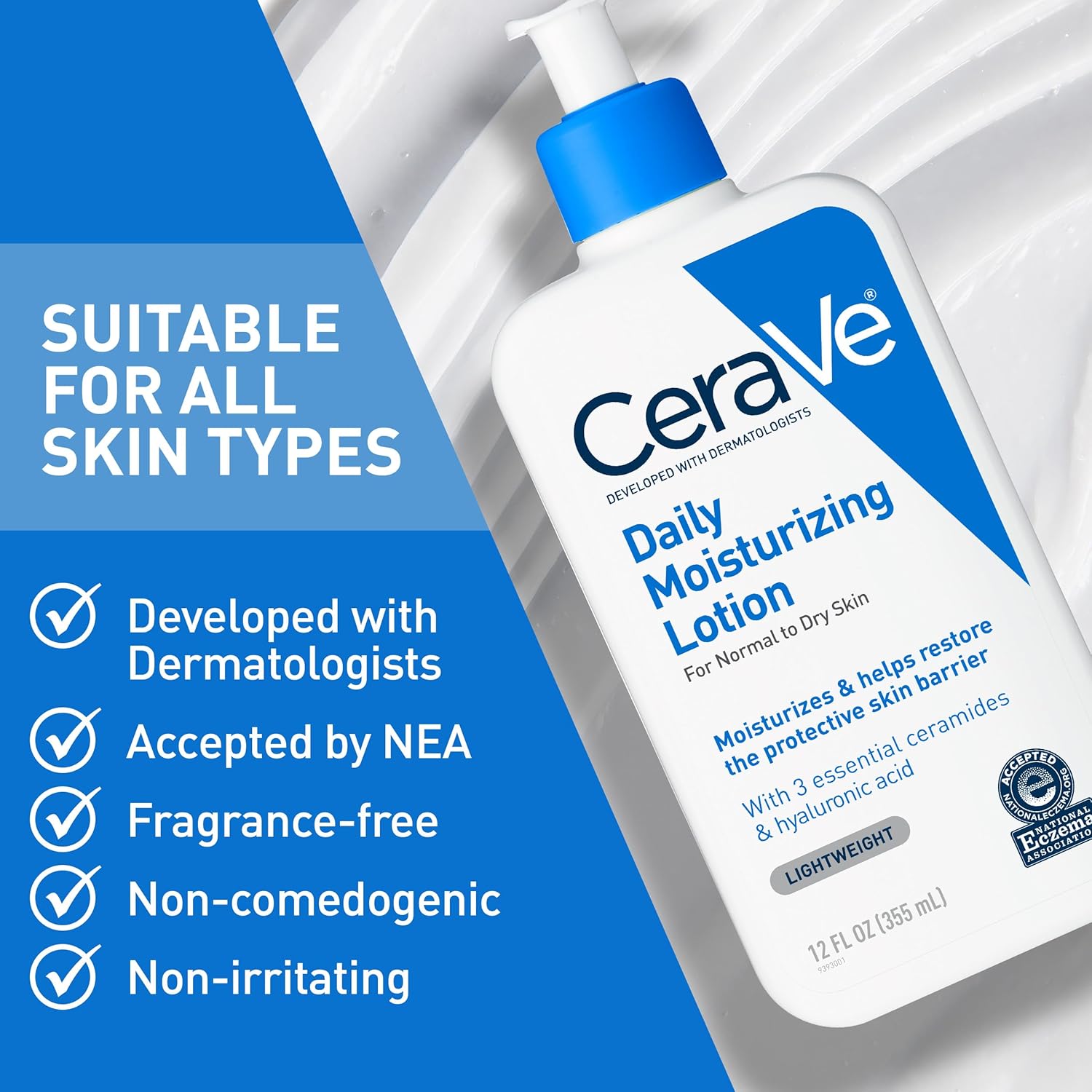 CeraVe Daily Moisturizing Lotion. Face and Body Lotion. Skin care. 19oz | Hyaluronic Acid. Lotion For Dry Skin. Skin Barrier Repair. Ceramide Moisturizer. For Men and Women. Fragrance Free. Oil-Free