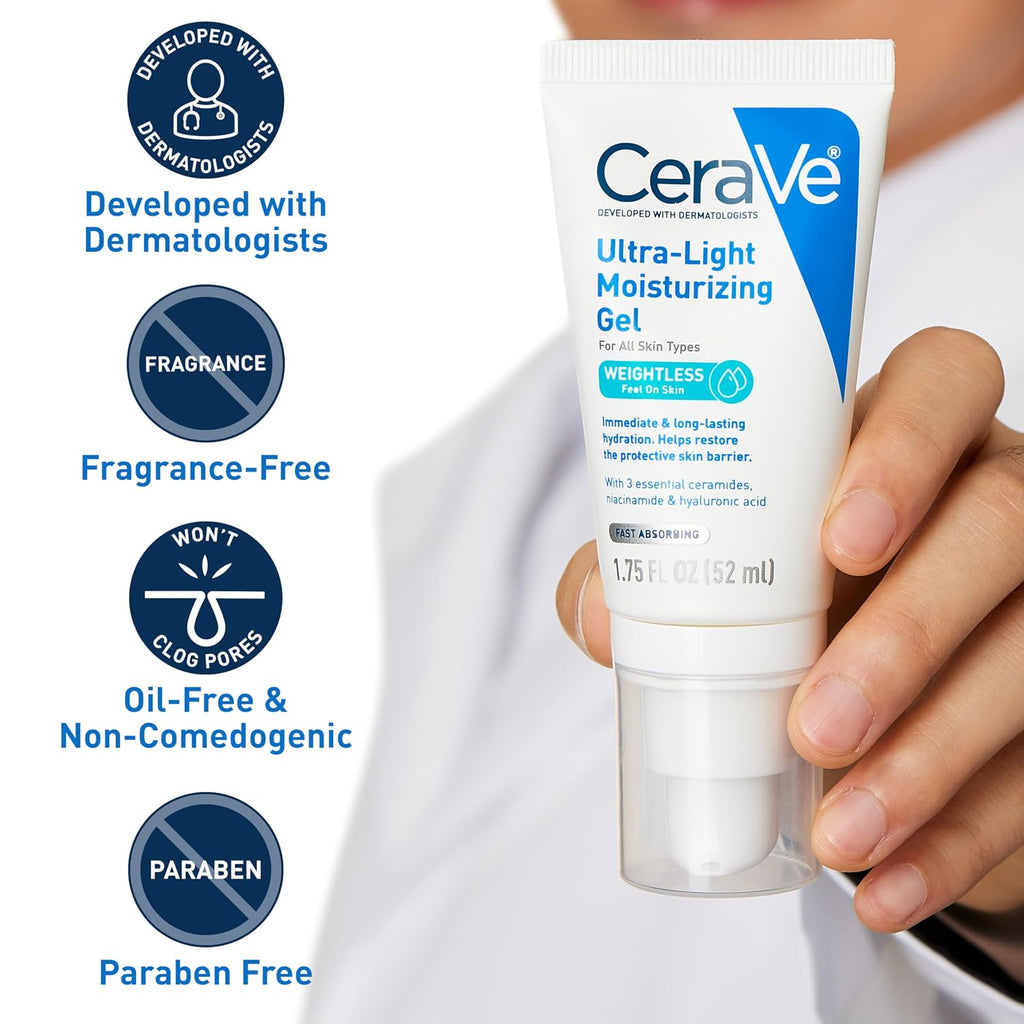CeraVe Ultra-Light Moisturizing Gel. Niacinamide Face Moisturizer. 1.75oz | Oil-Free Hyaluronic Acid & Ceramide Gel Skin Care Formula Hydrates To Act As A Lightweight Moisturizer For Oily Skin