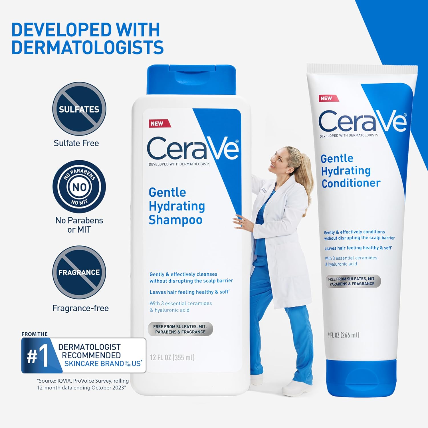 CeraVe Gentle Hydrating Shampoo with Hyaluronic Acid for Hair & Scalp. 12 Fl Oz (Pack of 12)