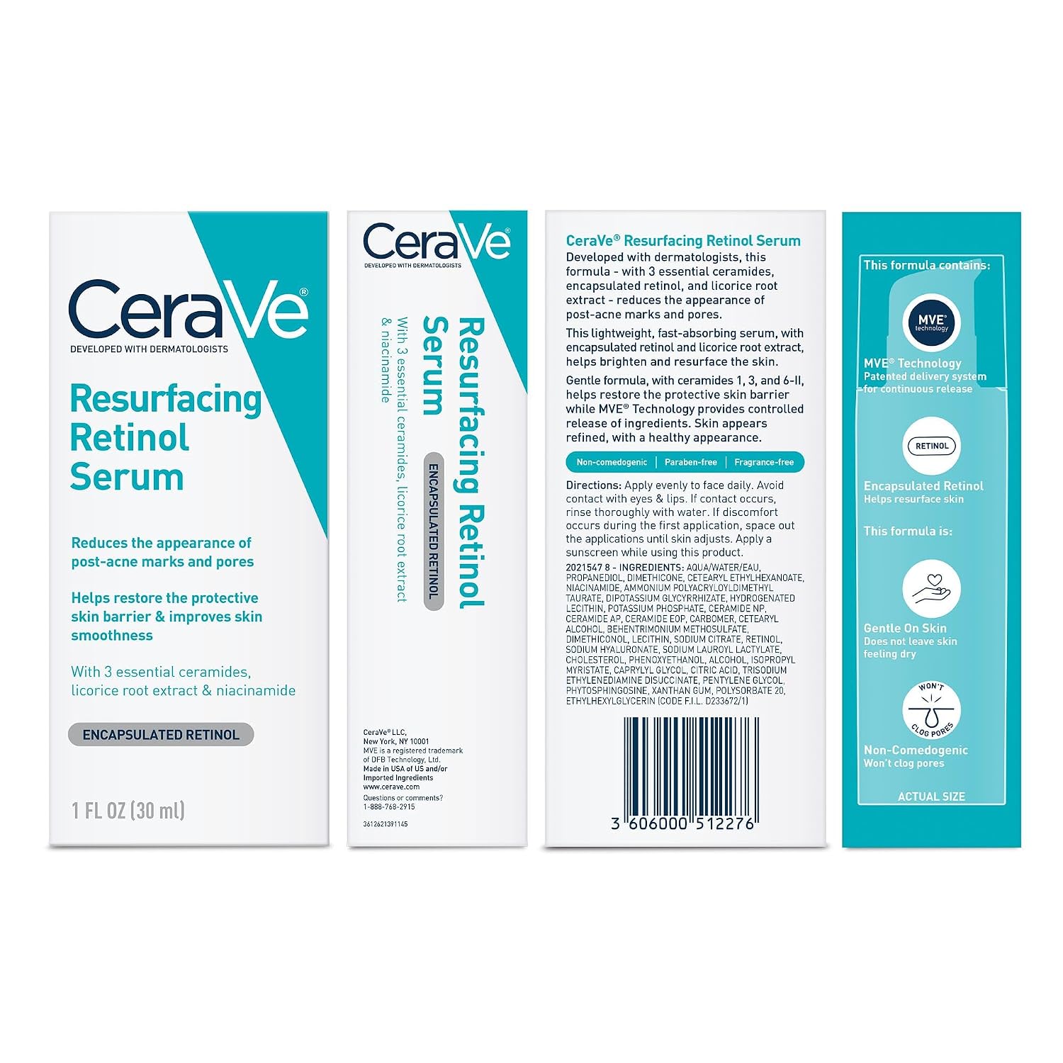 CeraVe Resurfacing Retinol Face Serum with Niacinamide. Pore Minimizer. 1oz | Skin Care Brightening Serum with Licorice Root. Acne Scar & Hyperpigmentation Treatment. Dark Spot Corrector. Skin Repair