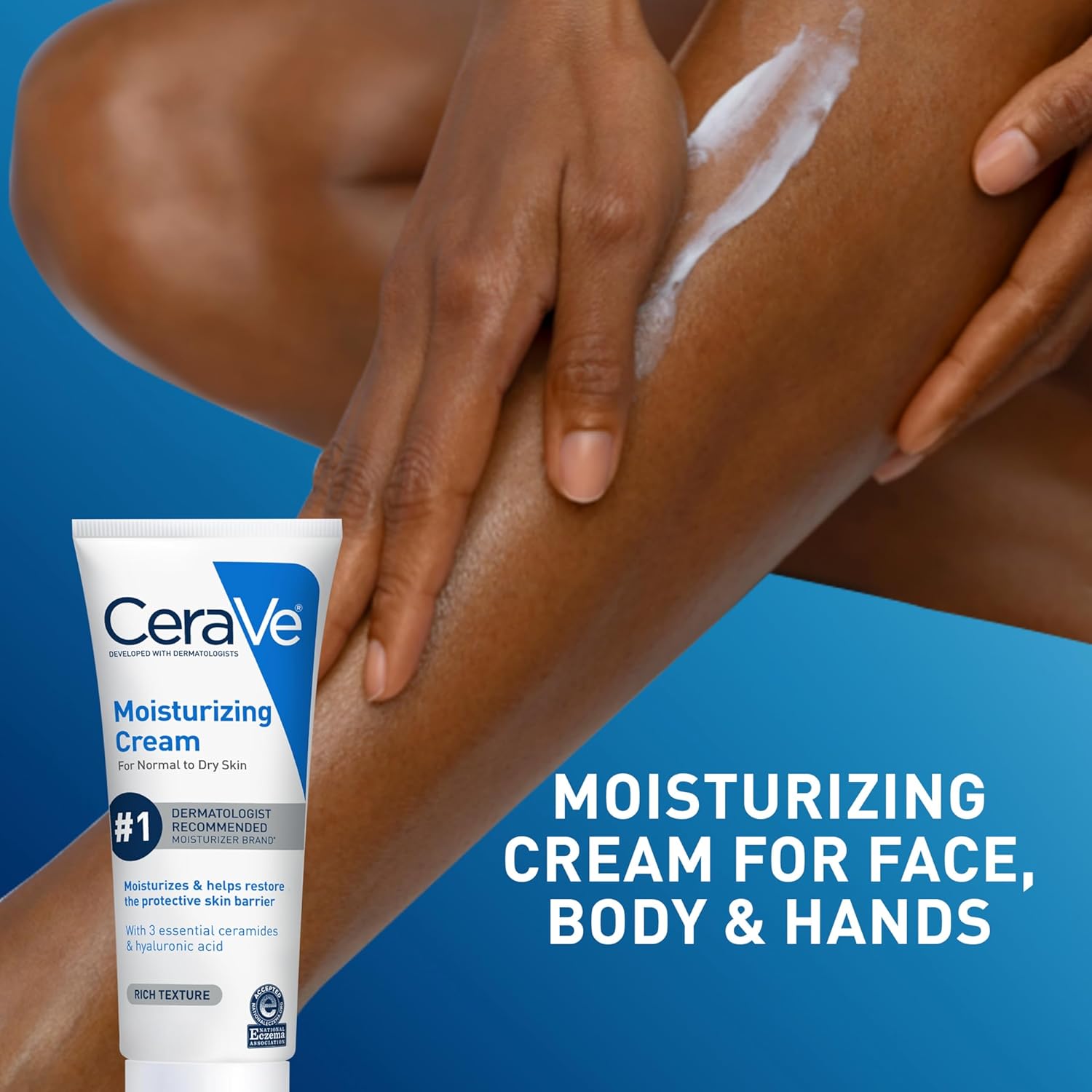 CeraVe Moisturizing Cream. Face Body Moisturizer. Normal to Dry Skin. 8 Fl Oz | Hyaluronic Acid For Instant Hydration. Skin Barrier Repair. Ceramide Moisturizer. Fragrance Free. Non-Comedogenic. Daily Use