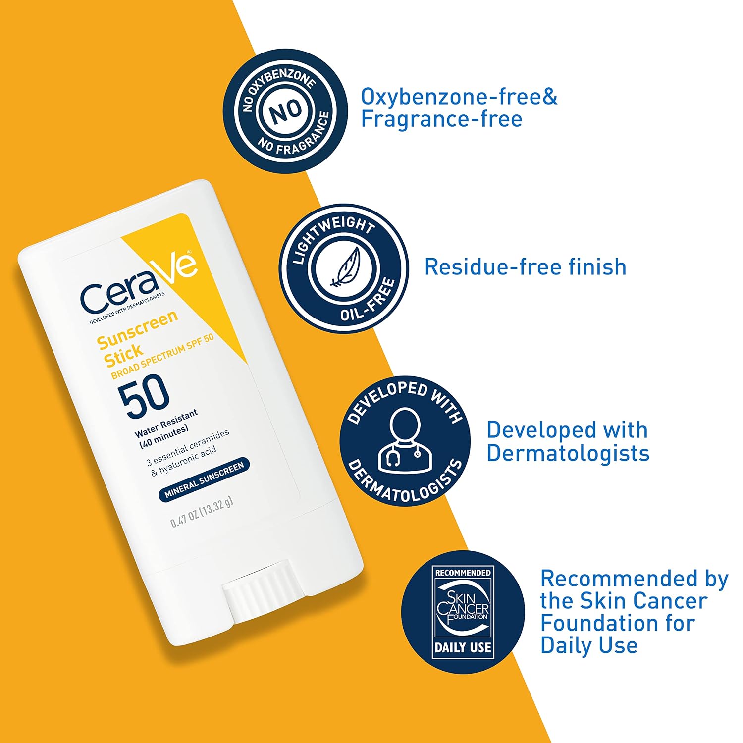 CeraVe Mineral Sunscreen Stick. SPF 50 Face Sunscreen. Travel Size. 0.47oz | FSA Eligible Zinc Oxide Face Sunscreen with Hyaluronic Acid and Ceramides Offers Water-Resistant. Mess-Free Protection