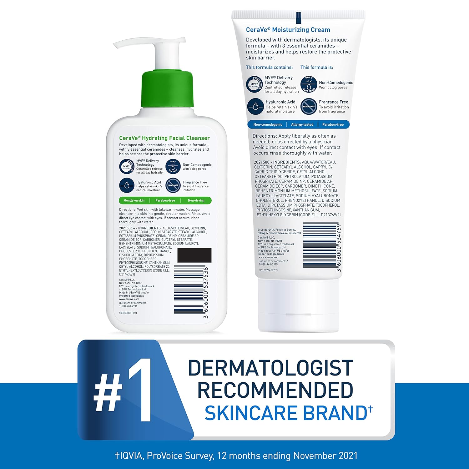 CeraVe Skin Care Set. Moisturizing Cream & Hydrating Facial Cleanser | 8oz Cream & 8oz Facial Cleanser. Ceramides + Hyaluronic Acid Moisturizer & Face Wash. National Eczema Association Accepted