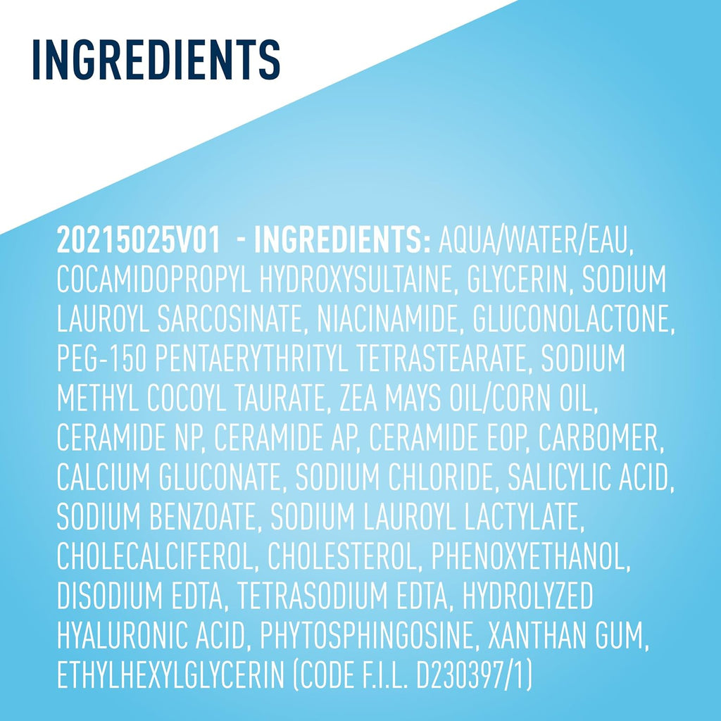 CeraVe Renewing Salicylic Acid Cleanser. BHA Exfoliating Face Wash. 16oz | Skin Care with Hyaluronic Acid & Niacinamide. Facial Cleanser. Face Cleanser. Ceramides. Fragrance Free. Non-Comedogenic