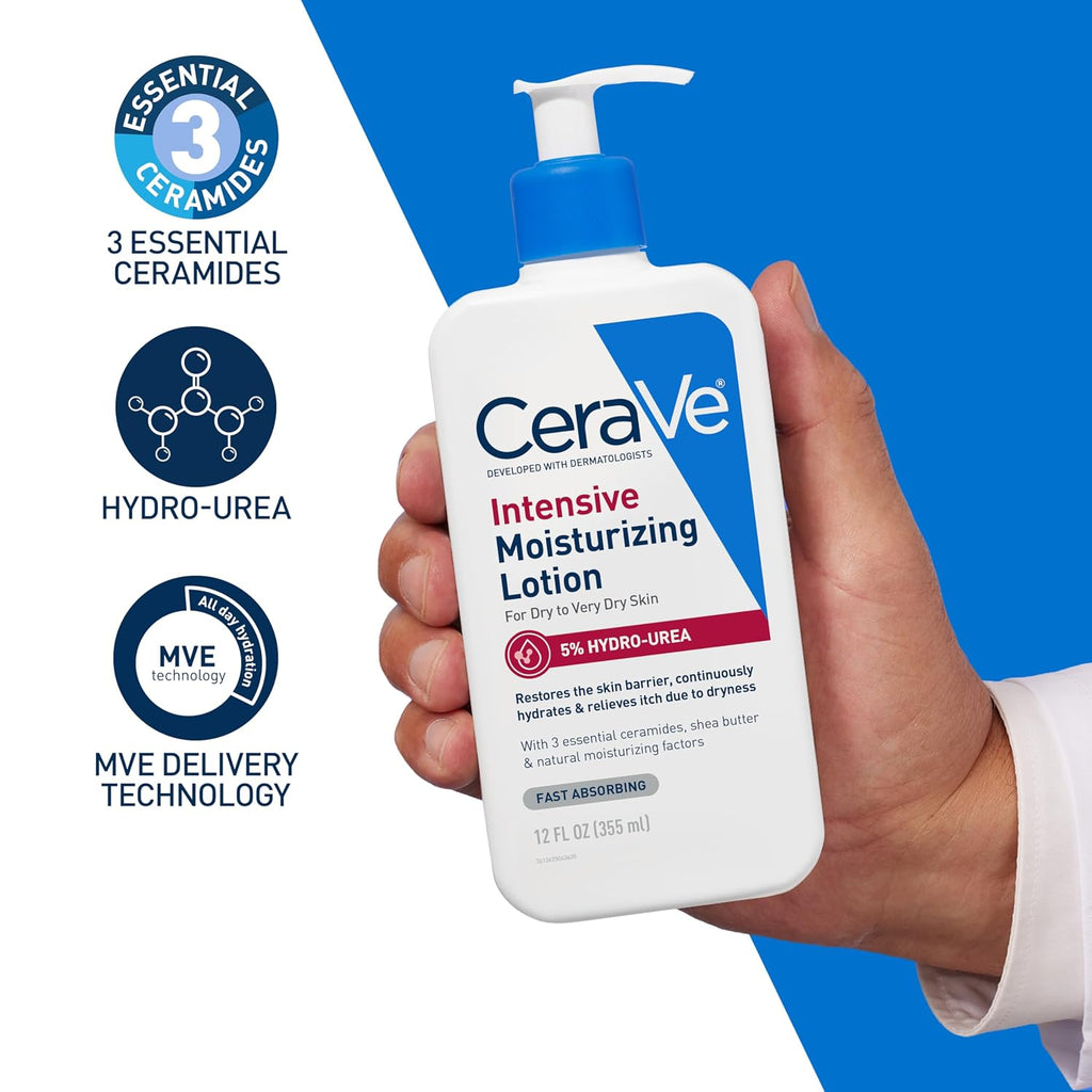 CeraVe Intensive Moisturizing Lotion. Shea Butter Body Lotion. 16oz | Skin Care. Relieves Signs Of Dry Skin with Hydro-Urea & Shea Butter In A Non-Greasy Formula For Rough. Tight and Itchy Skin