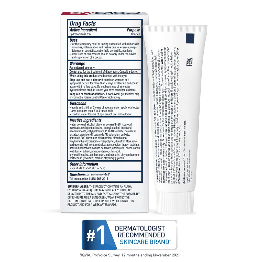 CeraVe 1% Hydrocortisone Anti Itch Cream. Eczema & Dry Skin Care. 1oz | Dermatologist-Tested Formula with Hyaluronic Acid and Niacinamide Acts As A Soothing Eczema Cream For Dry Skin Relief