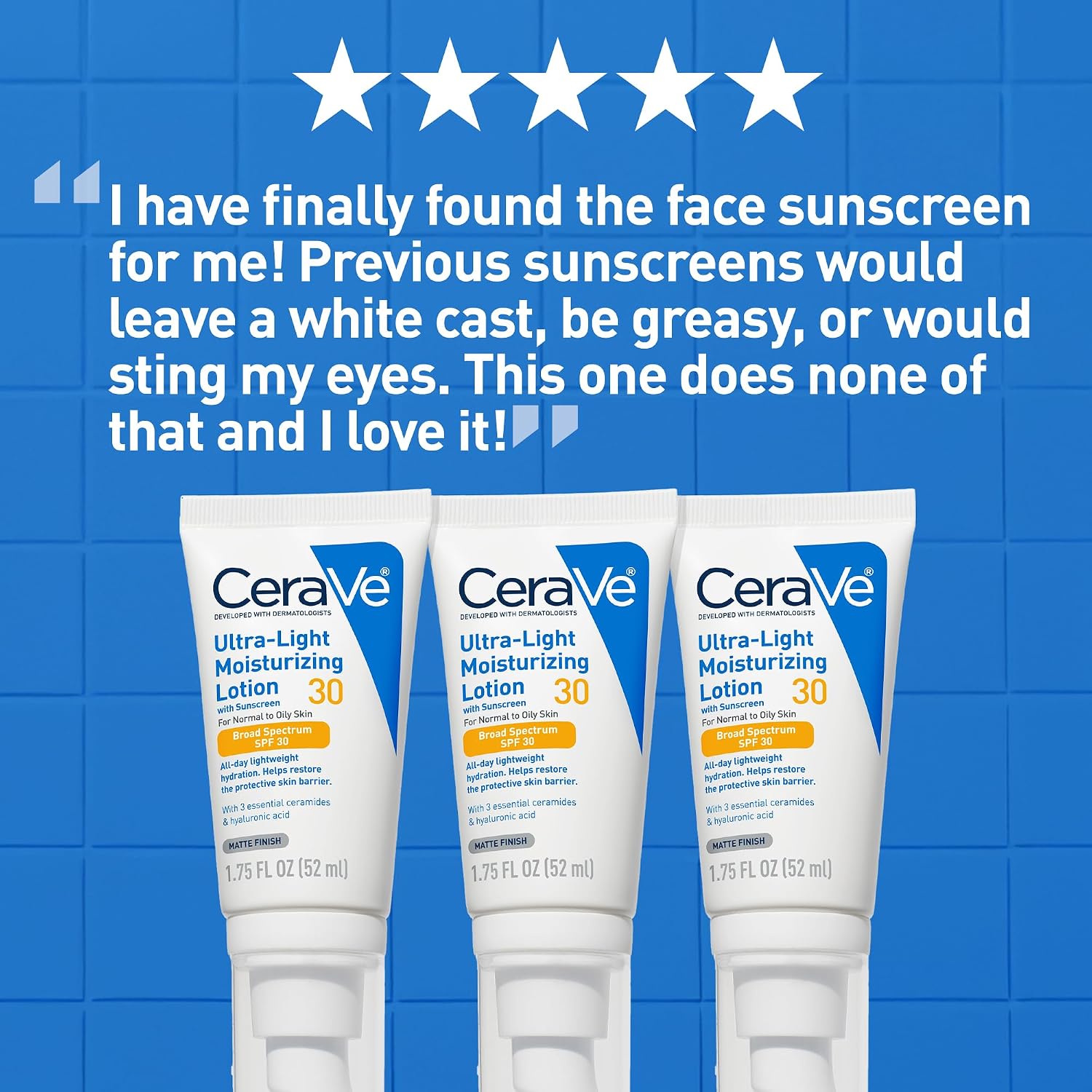 CeraVe Ultra-Light Moisturizing Lotion SPF 30. Sunscreen for Face. 1.7oz | Skin Care. Face Moisturizer. Hyaluronic Acid. Sunscreen Lotion. Facial Moisturizer. Oil Free. Matte Finish. Ceramides