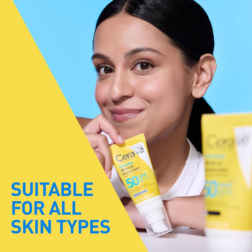 CeraVe Invisible Mineral Sunscreen SPF 50 Face Sunscreen. 1.7oz | Skincare for Sun Protection. Travel Sunscreen with Zinc Oxide. Vitamin E & Niacinamide. Oil Free. Suitable for Sensitive Skin