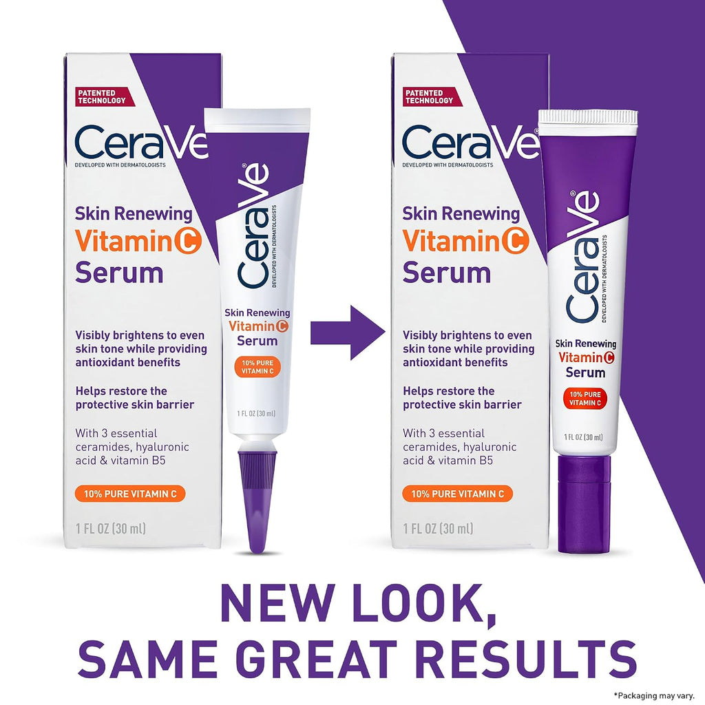 CeraVe Skin Brightening Vitamin C Serum for Face with Hyaluronic Acid. 1oz | Skincare. 10% Pure Vitamin C. Brightening Serum. Ceramides. Antioxidant. Hydrates and Improves Skin Tone & Texture