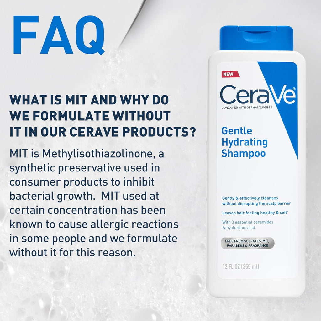 CeraVe Gentle Hydrating Shampoo with Hyaluronic Acid for Hair & Scalp. 12oz | Leaves Hair and Scalp Soft and Healthy-Looking with Ceramides. Niacinamide and A Color Safe Formula