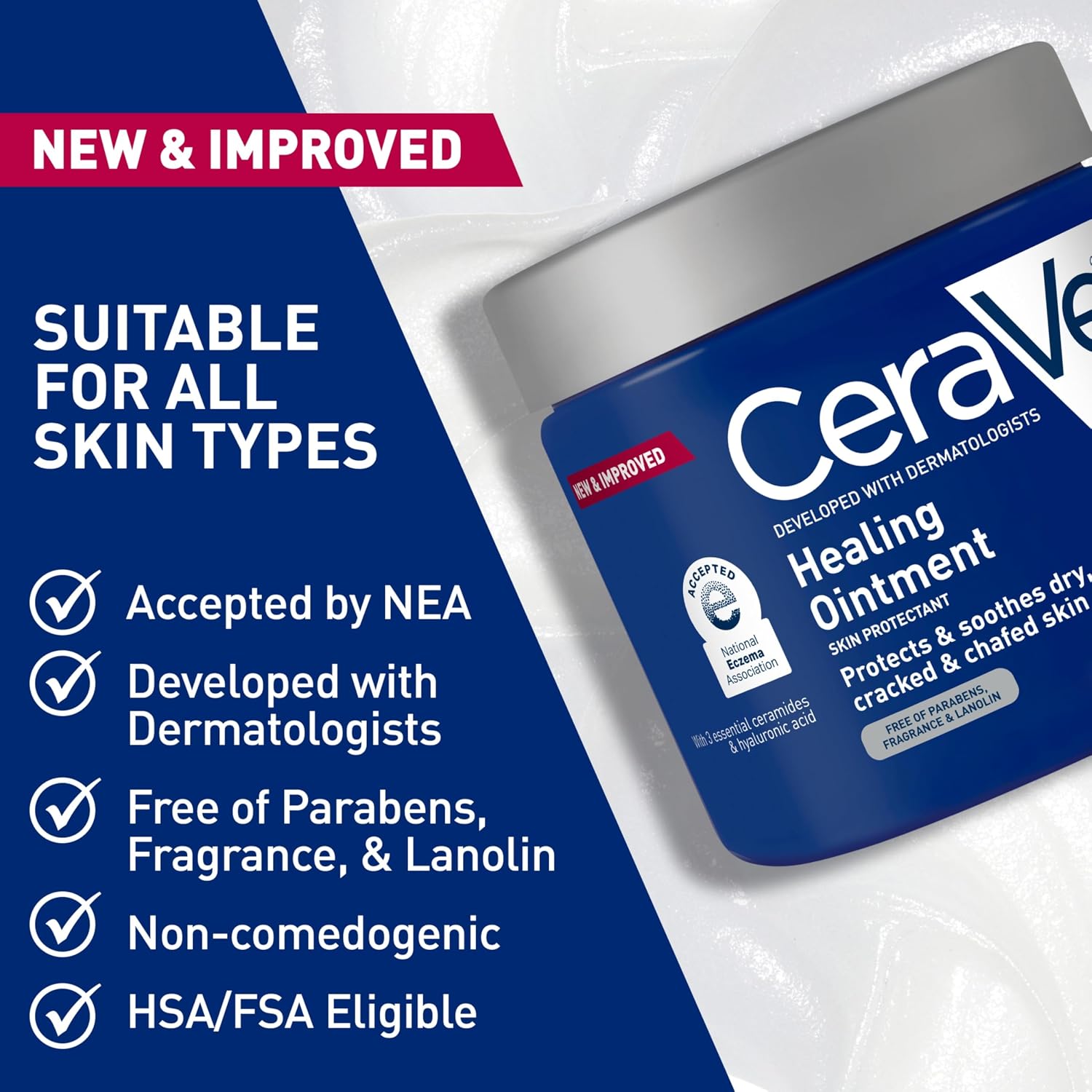 CeraVe Healing Ointment. Hyaluronic Acid Skin Protectant for Dry Skin. 12oz | Barrier Cream. Skin Care for Face & Body. Skin Barrier Repair with Ceramides & Petrolatum. Fragrance Free. Lanolin Free