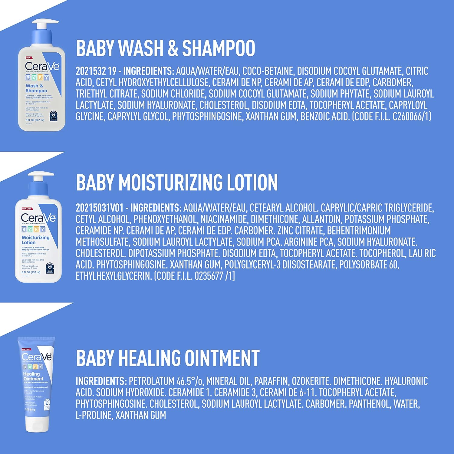 CeraVe Baby Bath Set. Wash & Shampoo. Moisturizing Lotion. Healing Ointment | Gentle Baby Bath Essentials. Fragrance-Free. Paraben-Free. Phthalates-Free. Tear-Free