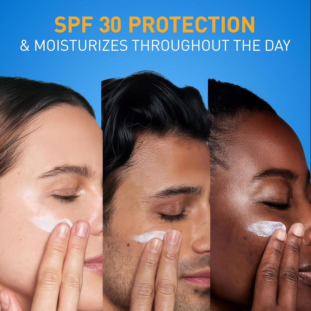 CeraVe AM Oil Face Moisturizer Lotion. Sunscreen for Face. SPF 30. 3oz | Skin Care with Hyaluronic Acid & Niacinamide. Oil-Free Moisturizer For Men & Women. Daily Non-Comedogenic Face Sunscreen