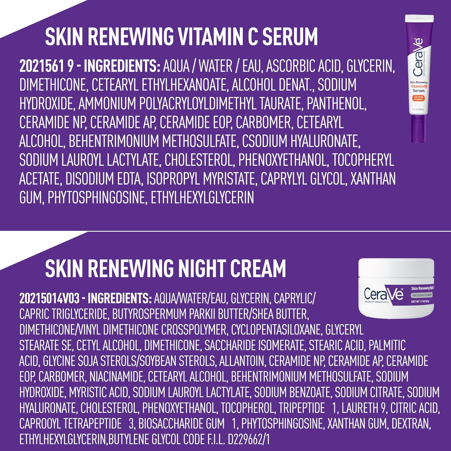 CeraVe Vitamin C Serum and Night Cream Skin Care Set. Travel Essentials | Brightens with Vitamin C Serum and Hydrates with Night Cream with Hyaluronic Acid and Peptides In a Travel Skin Care Set