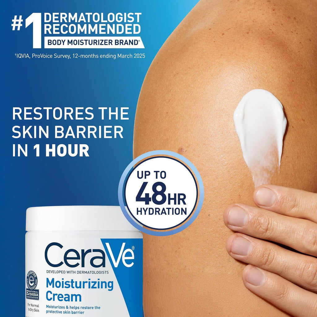 CeraVe Moisturizing Cream. Face & Body Moisturizer for Dry Skin. 19oz | Skin Care with Hyaluronic Acid. Skin Barrier Repair. Ceramide Moisturizer. Fragrance Free. Non-Comedogenic. Daily Use