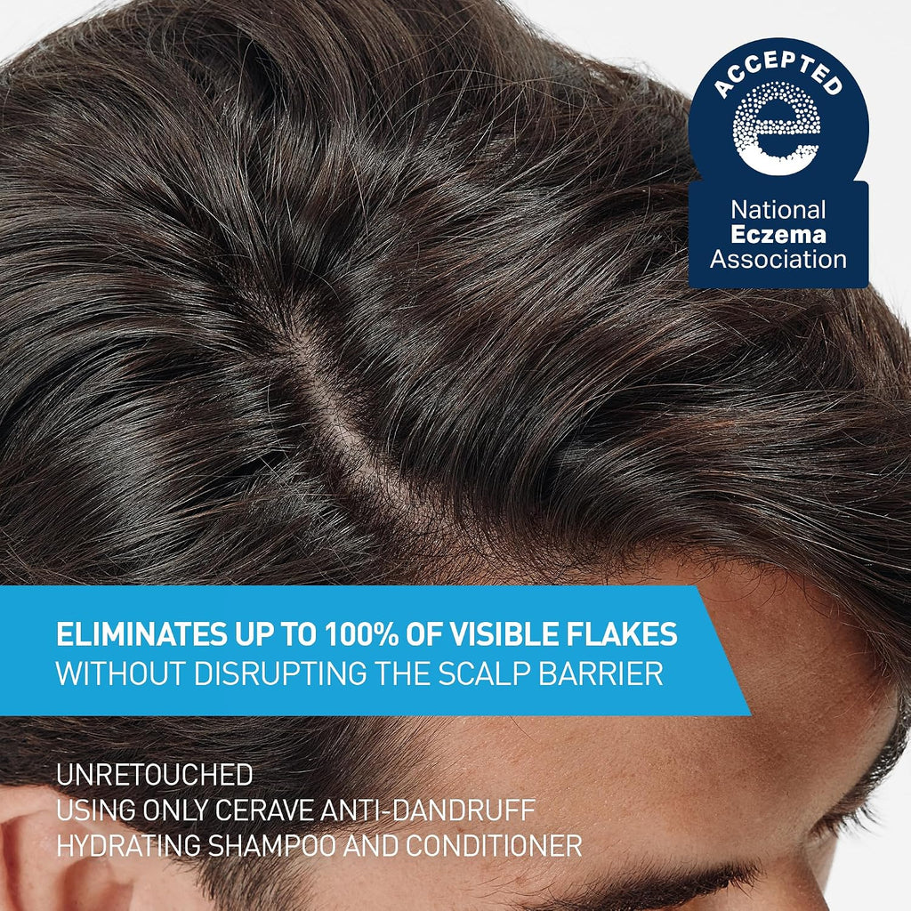 CeraVe Hydrating Anti Dandruff Shampoo. Itchy Scalp Treatment. 12oz | Helps Eliminate Flakes with 1% Pyrithione Zinc. Hyaluronic Acid. Niacinamide and Ceramides In A Sulfate Free Formula
