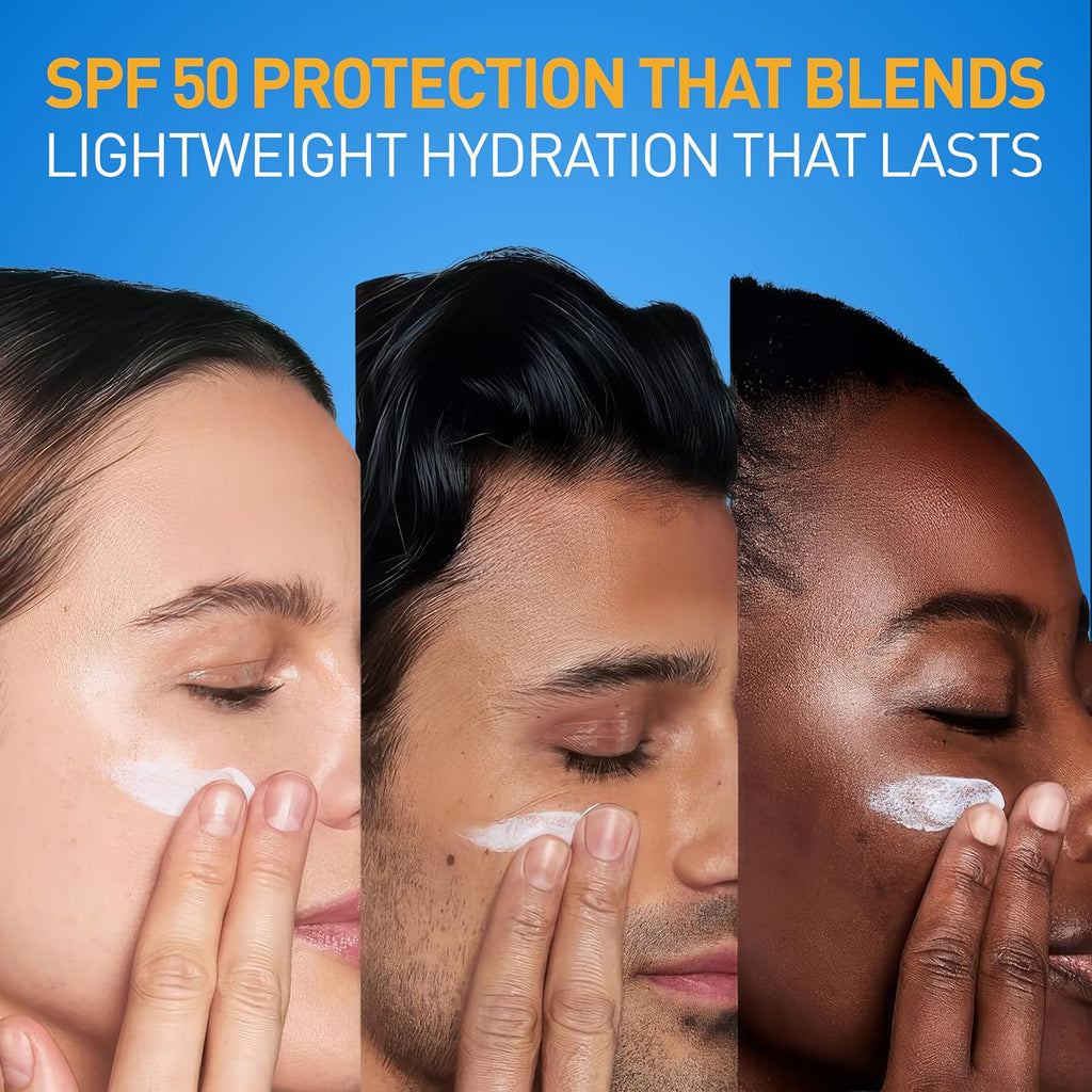 CeraVe AM Facial Moisturizing Lotion SPF 50. Face Moisturizer with SPF. 3oz | Travel Size Skin Care. Hyaluronic Acid and Niacinamide That Blends with No White Cast. Non-Greasy & Non-Comedogenic