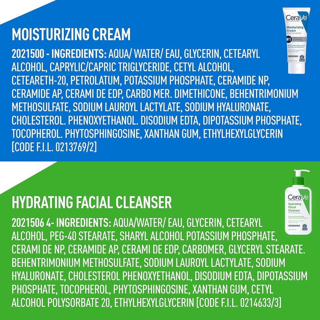 CeraVe Skin Care Set. Moisturizing Cream & Hydrating Facial Cleanser | 8oz Cream & 8oz Facial Cleanser. Ceramides + Hyaluronic Acid Moisturizer & Face Wash. National Eczema Association Accepted